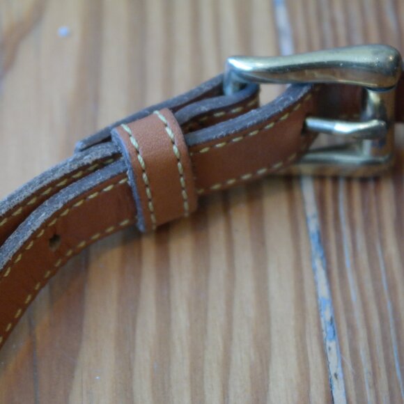 Vintage DOONEY & BOURKE Dark Blue Tan Leather Classic Zip Top Shoulder Bag - Picture 8 of 13